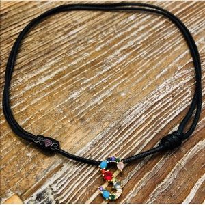 Choker Necklace Black Lace w/ “S” Initial